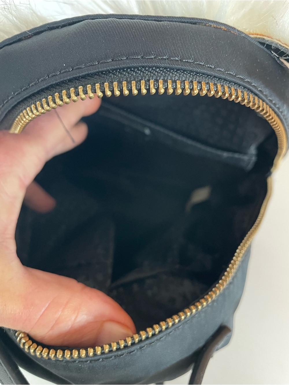 kate spade Black Faux-Fur Owl Backpack with Card Holder - Picture 3 of 6